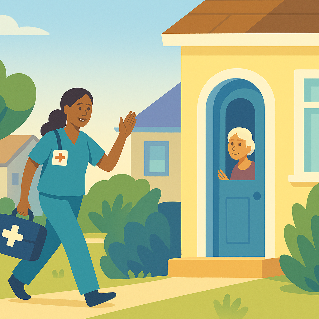 Wound care specialist providing home care to elderly patient